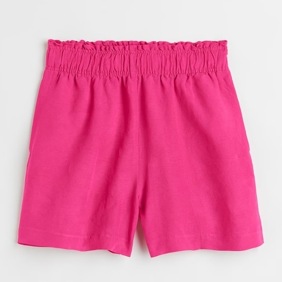 H&M Pants - H&M High Rise Linen Blend Pull On Shorts Hot Pink Resort Wear Women's XXL Summer